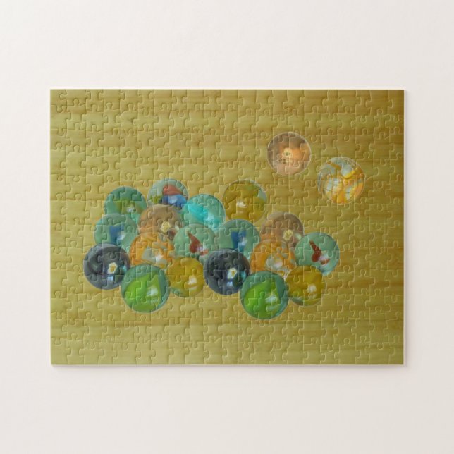 Quebra-cabeça - Mármores no chão do bambu (Horizontal)