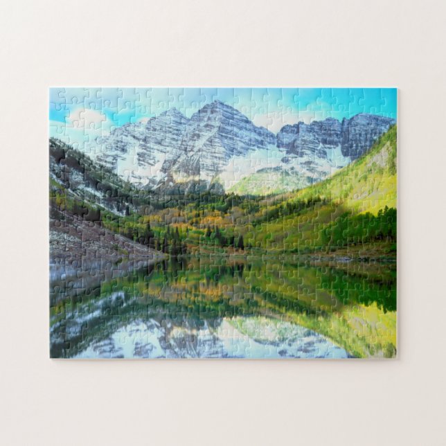 Quebra-cabeça Maroon Bells refletindo no Maroon Lake (Horizontal)
