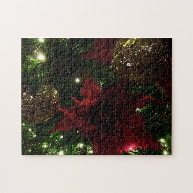 Quebra-cabeça Maroon e Dourada árvore de Natal I Foto de Férias (Horizontal)