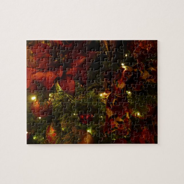 Quebra-cabeça Maroon e Dourada Árvore de Natal II (Horizontal)