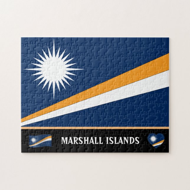 Quebra-cabeça Marshall Flag & Marshall Country / Ilha Marshall (Horizontal)