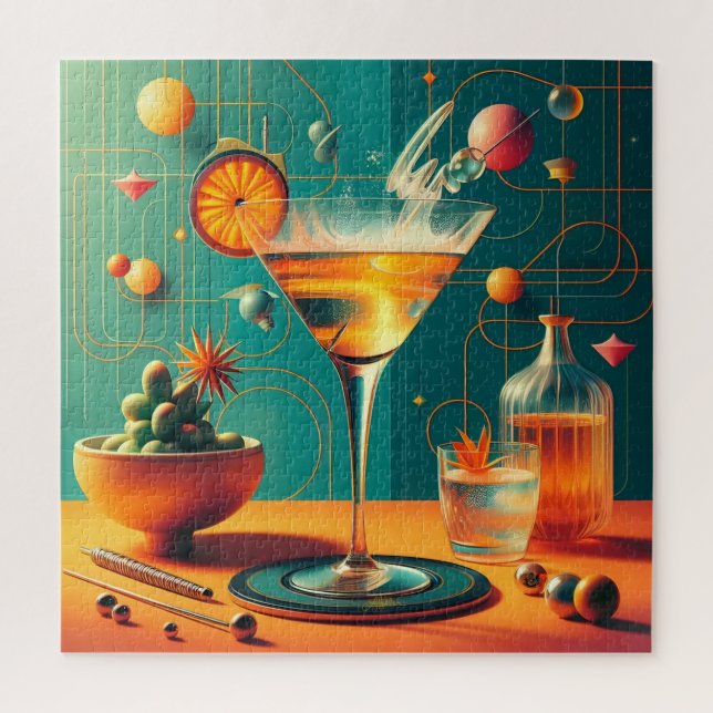 Quebra-cabeça Martini Cósmico Futurista Atômico (Vertical)