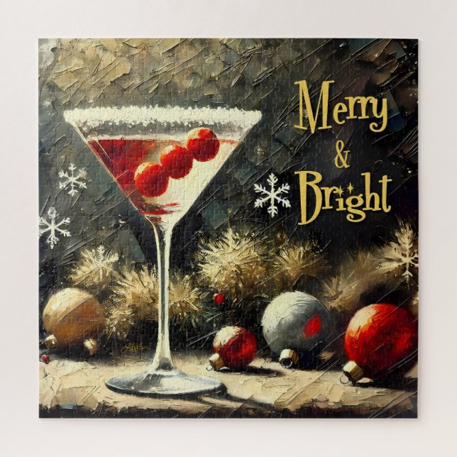 Quebra-cabeça Martini de Natal Triplo Cranberry Retro dos Anos 5 (Vertical)