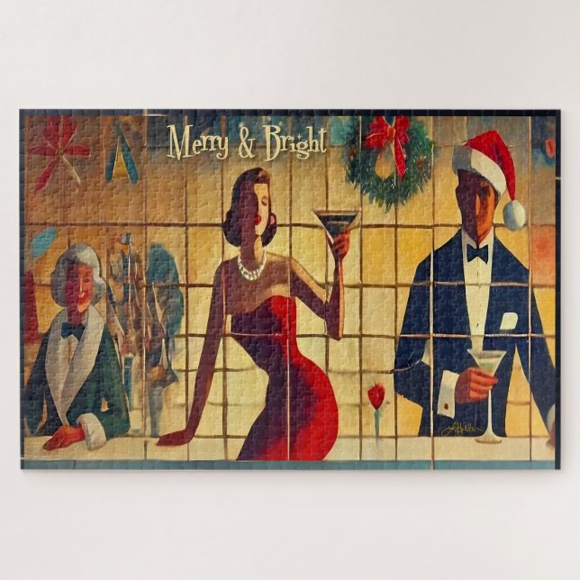 Quebra-cabeça Martini de última chamada da véspera de Natal retr (Horizontal)