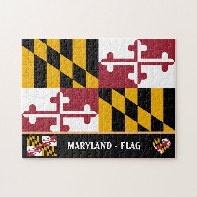 Quebra-cabeça Maryland Flag & Maryland State USA /America (Horizontal)