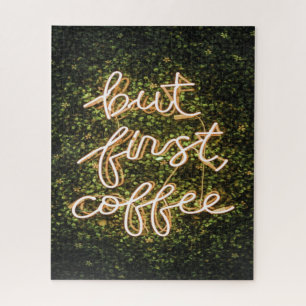 Quebra-cabeça Mas Primeiro Café, Neon Lights Cita Dizendo