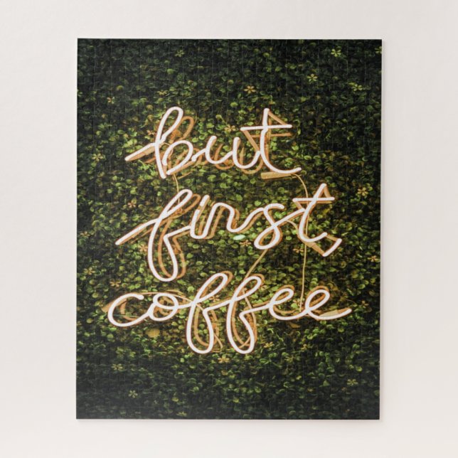 Quebra-cabeça Mas Primeiro Café, Neon Lights Cita Dizendo (Vertical)