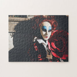 Quebra-cabeça Máscara de carnaval vermelha em Veneza, Itália