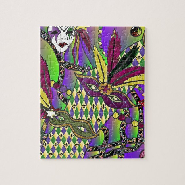 Quebra-cabeça Máscaras de penas psicodélicas de Mardi Gras (Vertical)