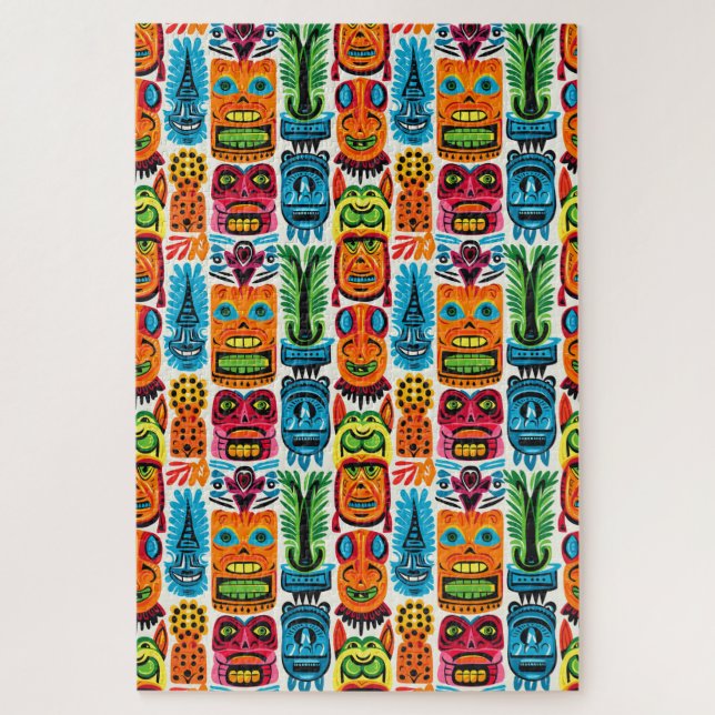 Quebra-cabeça Máscaras de Tiki Tropical Whimsical (Vertical)