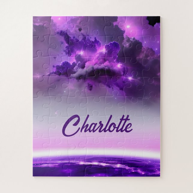 Quebra-cabeça Matizes Roxos Cósmicos em Universo Fantástico de D (Vertical)