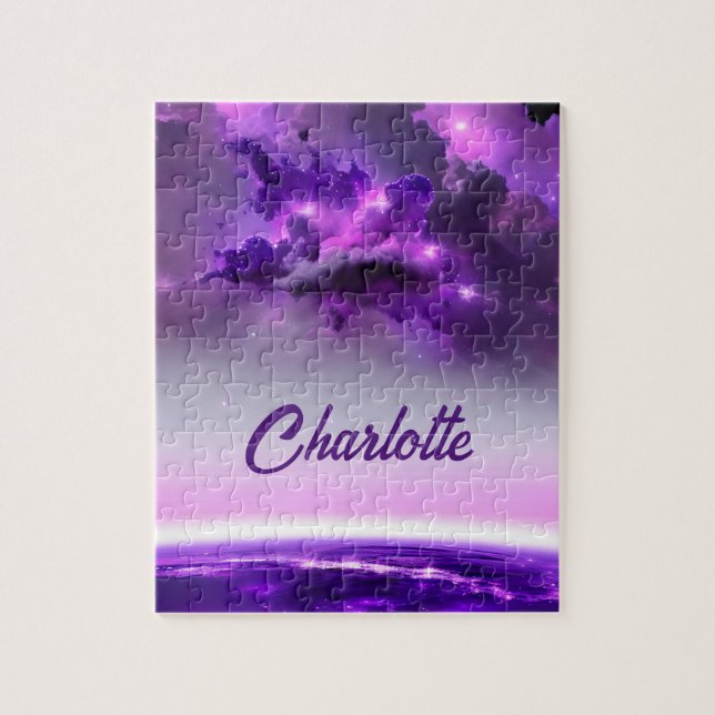 Quebra-cabeça Matizes Roxos Cósmicos no Sistema Solar Fantástico (Vertical)