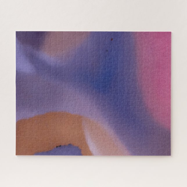 Quebra-cabeça “Mauve Mirage Flow”  –  Abstrato Rosa Azul Pêssego (Horizontal)