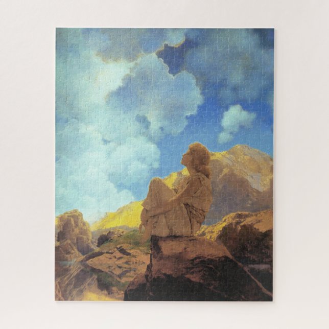 Quebra-cabeça Maxfield Parrish Manhã 1922 Nuvem Azul Arte Fina (Vertical)