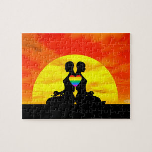 Quebra-cabeça Meditação de amor entre a gay e o sol