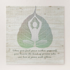 Quebra-cabeça Meditação de Instrutor Yoga Pose Bodhi Leaf Citaçõ