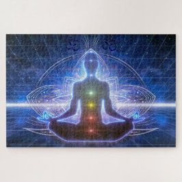 QUEBRA-CABEÇA MEDITAÇÃO YOGA EM LOTUS POSIÇÃO COM CHAKRA