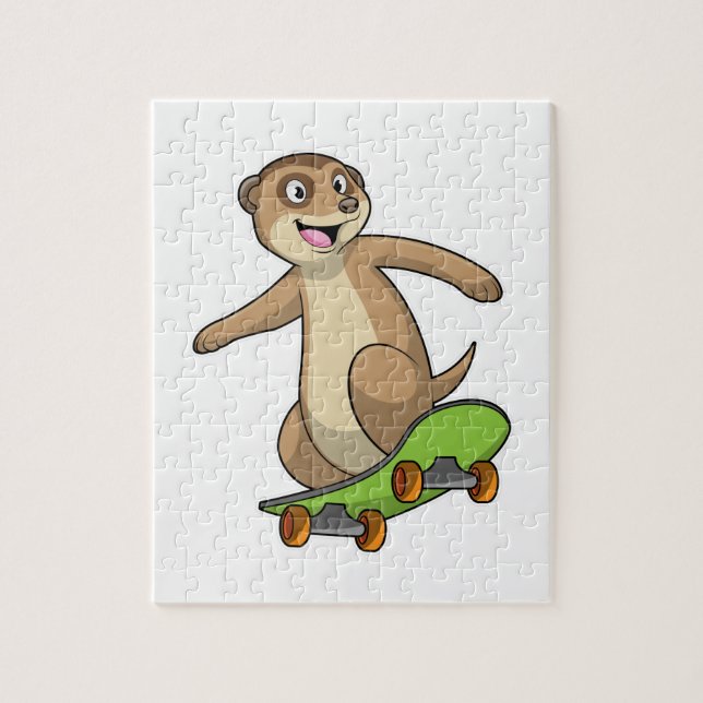 Quebra-cabeça Meerkat como skater com skate (Vertical)