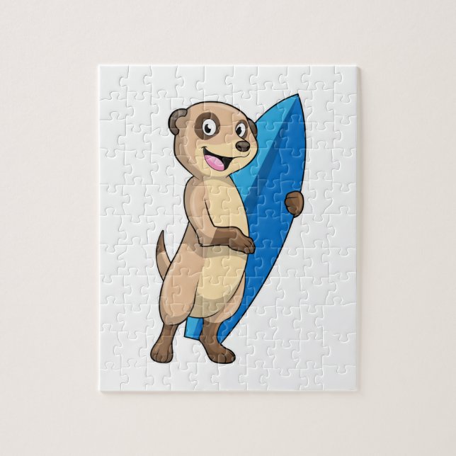 Quebra-cabeça Meerkat como Surfer com Surfboard (Vertical)