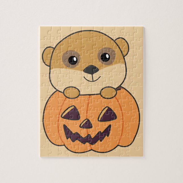 Quebra-cabeça Meerkat Em Pumpkin Cute Animal Feliz Halloween Ji (Vertical)