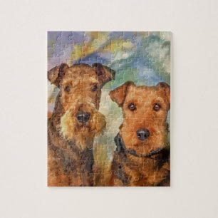 Quebra-cabeça Meios mistos do retrato dos terrier de Airedale