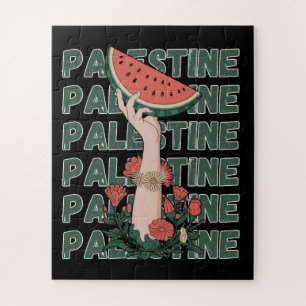 Quebra-cabeça melancia, flores e texto palestino Repetir