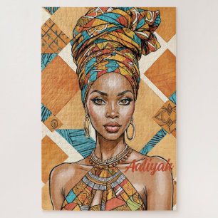 Quebra-cabeça Melanin Woman com Headwrap - Impressão africano