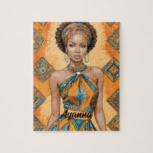 Quebra-cabeça Melanin Woman com Headwrap - Impressão africano