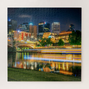 Quebra-cabeça Melbourne City Cityscape na Noite de Jigsen Quebra