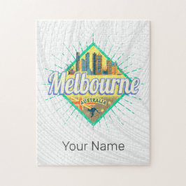 Quebra-cabeça Melbourne Victoria Austrália Retro Skyline Vintage