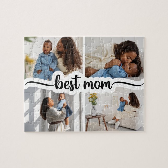 Quebra-cabeça Melhor Colagem de Fotos Personalizada da Mãe 4 (Horizontal)