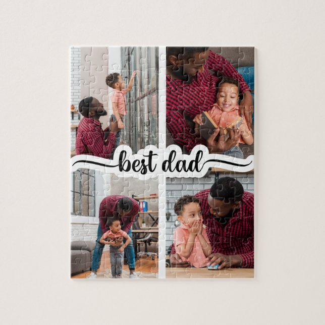 Quebra-cabeça Melhor Colagem de Fotos Personalizada do Pai 4 (Vertical)