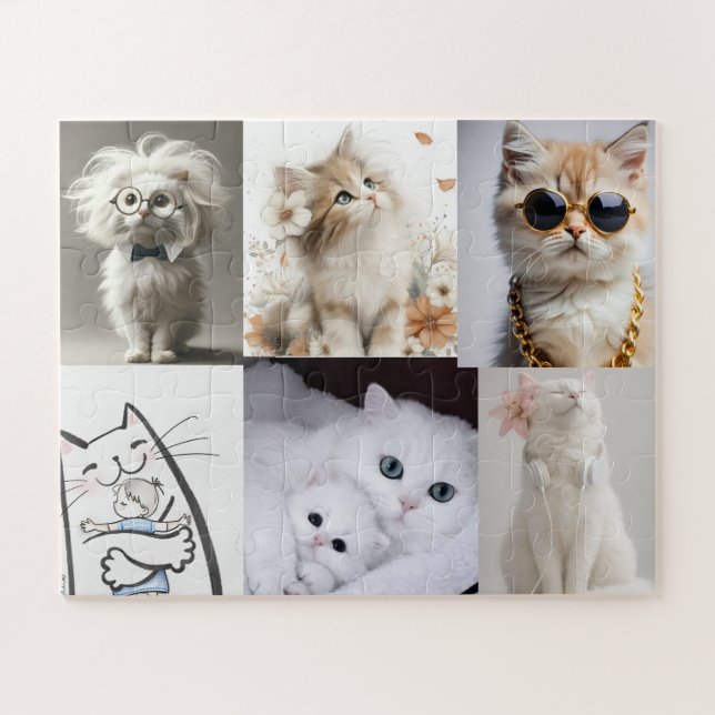 Quebra-cabeça Melhor Foto de Gato da Mamãe – Personalizada (Horizontal)