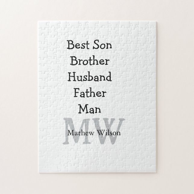 Quebra-cabeça Melhor homem filho marido pai aspas adiciona texto (Vertical)