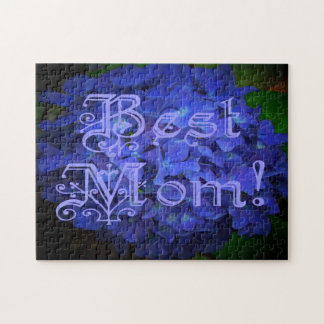 Quebra-cabeça Melhor mãe com fundo azul de flores