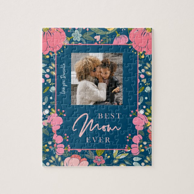 Quebra-cabeça Melhor mãe de todos os tempos foto personalizada d (Vertical)