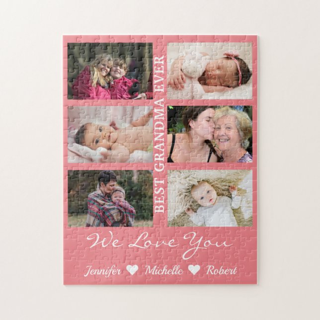 Quebra-cabeça Melhor Vovó já Personalizada Fotos Nome para netos (Vertical)