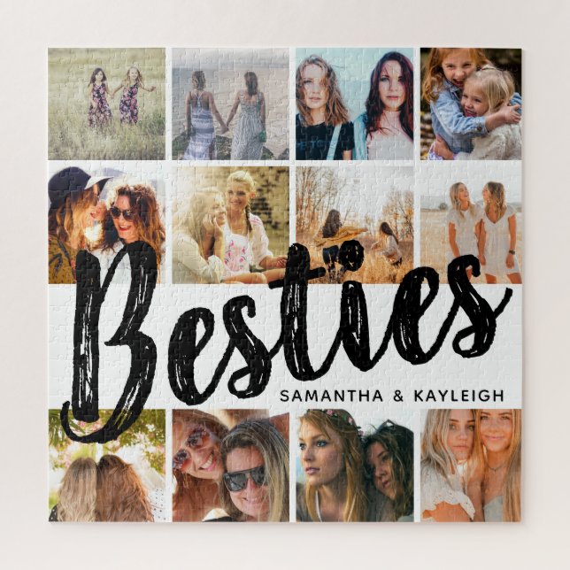 Quebra-cabeça MELHORES AMIGAS, Colagem de Fotos & Nomes | BFF (Vertical)