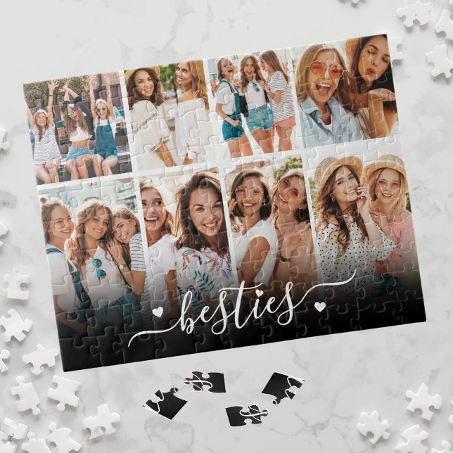 Quebra-cabeça Melhores Amigas Foto de Colagem Elegante (Best Friends Elegant BFF Collage Photo Jigsaw Puzzle)