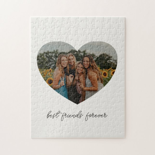 Quebra-cabeça Melhores Amigos Para Sempre BFF Coração Personaliz (Vertical)