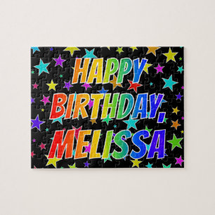 Quebra-cabeça "MELISSA" Primeiro Nome, Diversão "FELIZ ANIVERS