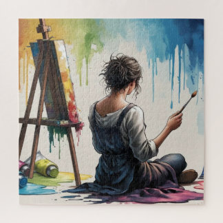 Quebra-cabeça Melodia Artística: O Pintor de Rapariga em uma Aqu