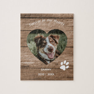 Quebra-cabeça Memorial de Cão Personalizado - Madeira Rústica