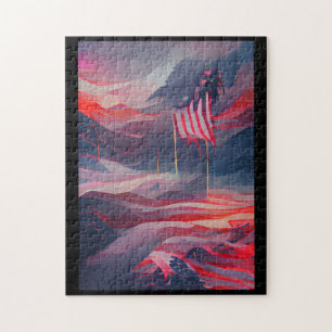 Quebra-cabeça Memorial Dia dos EUA bandeira abstrato arte digita