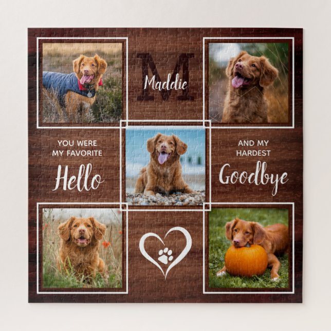 Quebra-cabeça Memorial Rustic Personalizado Pet Collage Jig (Vertical)