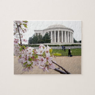 Quebra-cabeça Memorial Thomas Jefferson com flores de cerejeira
