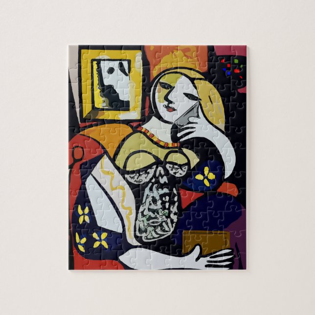 Quebra-cabeça Menina ao telefone com Flores (Vertical)