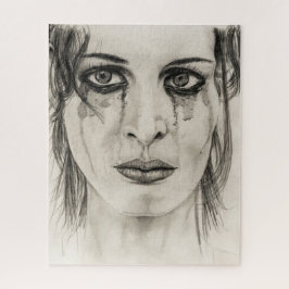 Quebra-cabeça Menina choradora - Desenho a lápis