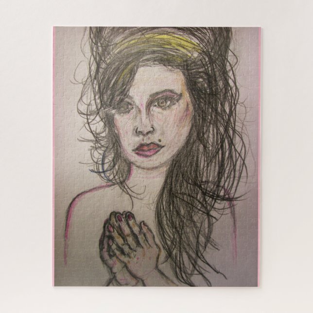 Quebra-cabeça menina com cabelo de colmeia orando (Vertical)