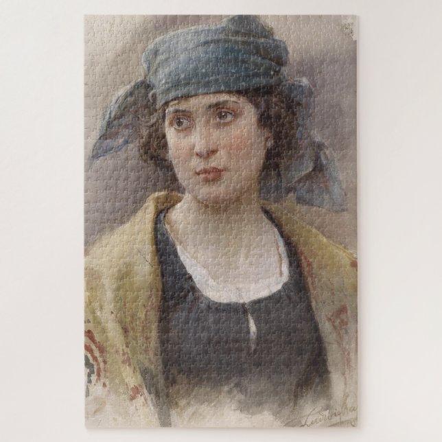 Quebra-cabeça Menina com véu verde (por Ludwig Passini) (Vertical)